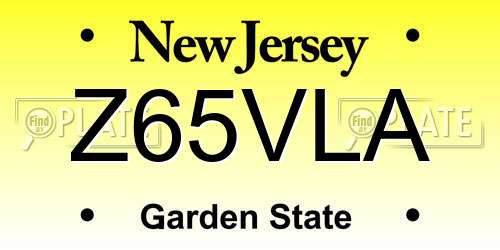 Z65VLA New Jersey License Plate