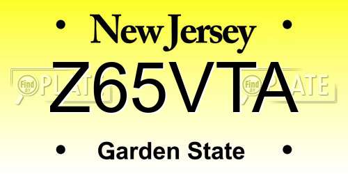 Z65VTA New Jersey License Plate