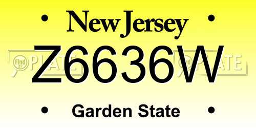 Z6636W New Jersey License Plate
