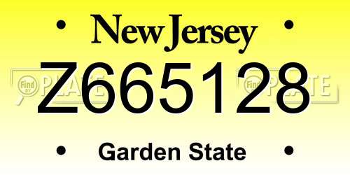 Z665128 New Jersey License Plate