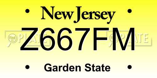 Z667FM New Jersey License Plate