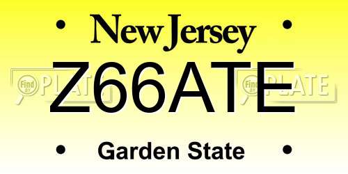 Z66ATE New Jersey License Plate