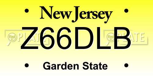 Z66DLB New Jersey License Plate