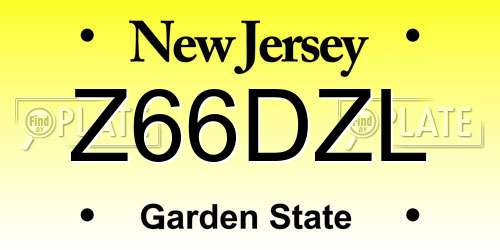 Z66DZL New Jersey License Plate