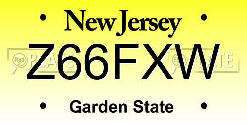 Z66FXW New Jersey License Plate