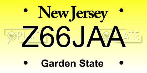 Z66JAA New Jersey License Plate