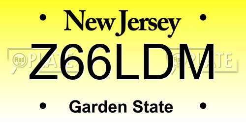 Z66LDM New Jersey License Plate