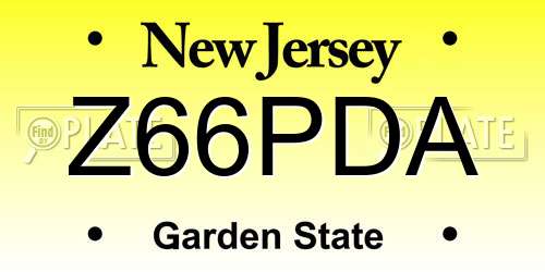 Z66PDA New Jersey License Plate