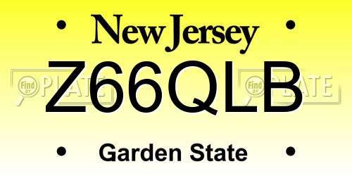 Z66QLB New Jersey License Plate