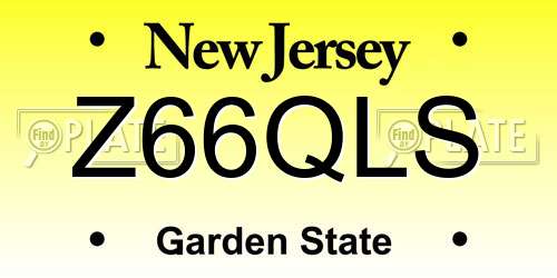 Z66QLS New Jersey License Plate