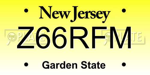 Z66RFM New Jersey License Plate