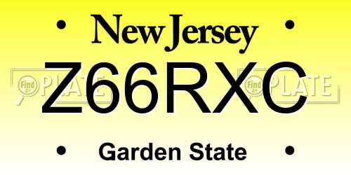 Z66RXC New Jersey License Plate