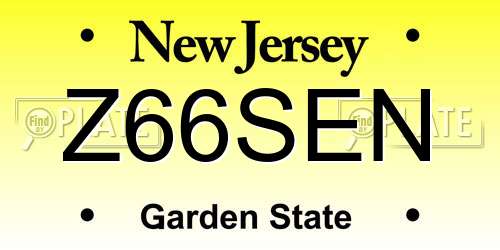 Z66SEN New Jersey License Plate