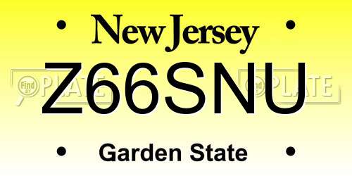 Z66SNU New Jersey License Plate