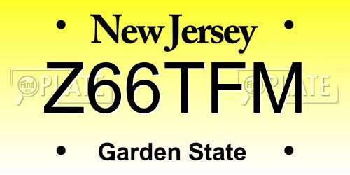 Z66TFM New Jersey License Plate