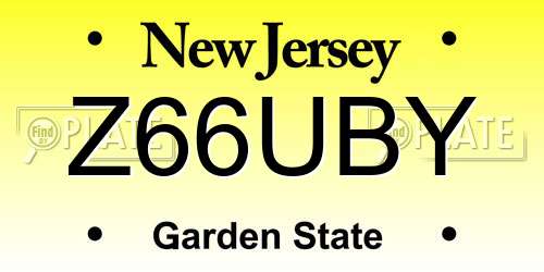 Z66UBY New Jersey License Plate