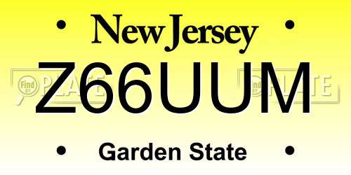 Z66UUM New Jersey License Plate