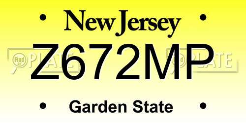 Z672MP New Jersey License Plate