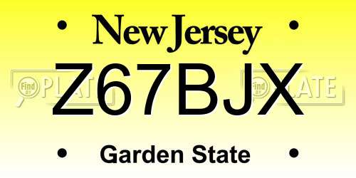 Z67BJX New Jersey License Plate