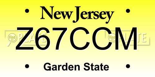 Z67CCM New Jersey License Plate