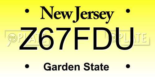 Z67FDU New Jersey License Plate