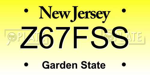 Z67FSS New Jersey License Plate