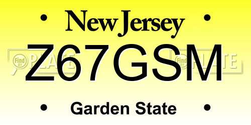 Z67GSM New Jersey License Plate
