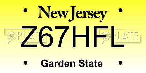 Z67HFL New Jersey License Plate