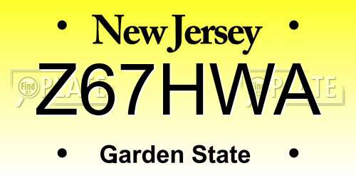 Z67HWA New Jersey License Plate