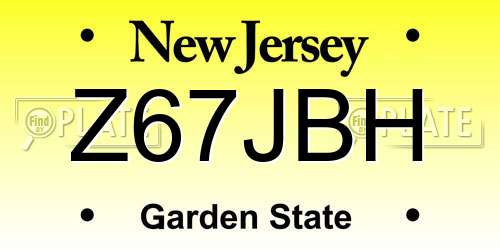 Z67JBH New Jersey License Plate