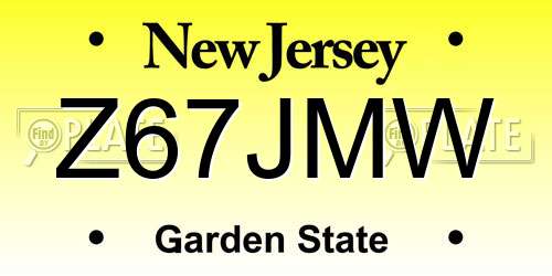 Z67JMW New Jersey License Plate