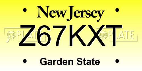 Z67KXT New Jersey License Plate