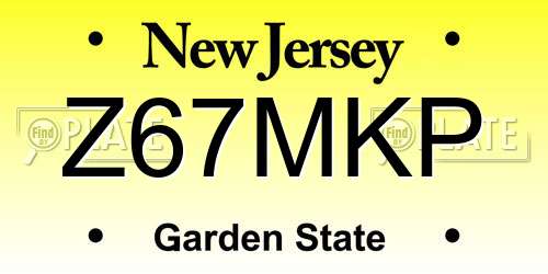 Z67MKP New Jersey License Plate