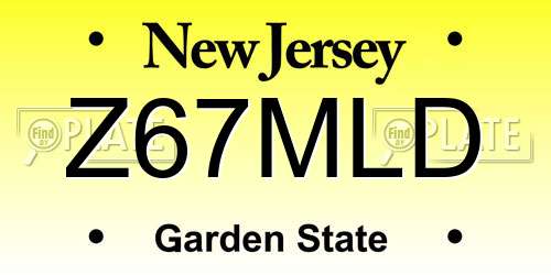 Z67MLD New Jersey License Plate