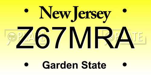 Z67MRA New Jersey License Plate
