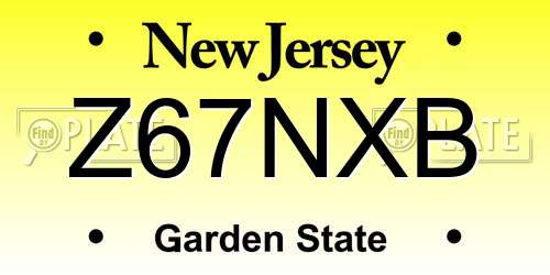 Z67NXB New Jersey License Plate