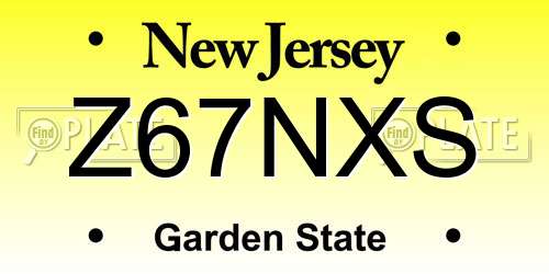 Z67NXS New Jersey License Plate