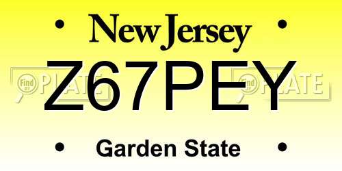 Z67PEY New Jersey License Plate