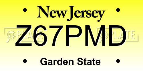 Z67PMD New Jersey License Plate