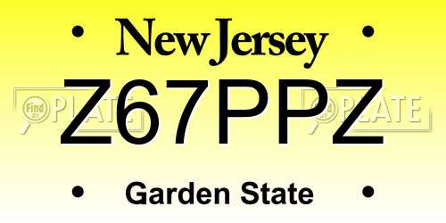 Z67PPZ New Jersey License Plate