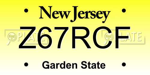 Z67RCF New Jersey License Plate