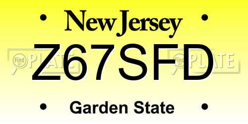 Z67SFD New Jersey License Plate
