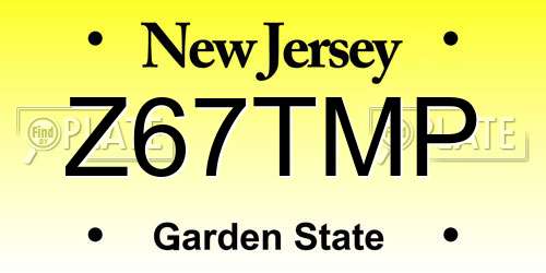 Z67TMP New Jersey License Plate