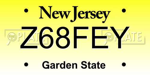Z68FEY New Jersey License Plate