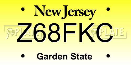 Z68FKC New Jersey License Plate