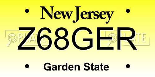 Z68GER New Jersey License Plate