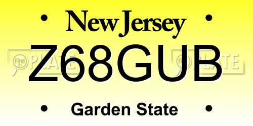 Z68GUB New Jersey License Plate