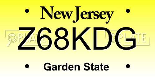 Z68KDG New Jersey License Plate
