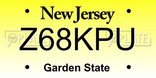 Z68KPU New Jersey License Plate