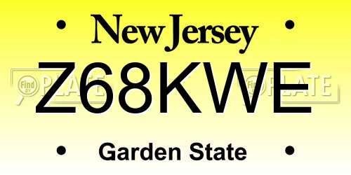 Z68KWE New Jersey License Plate